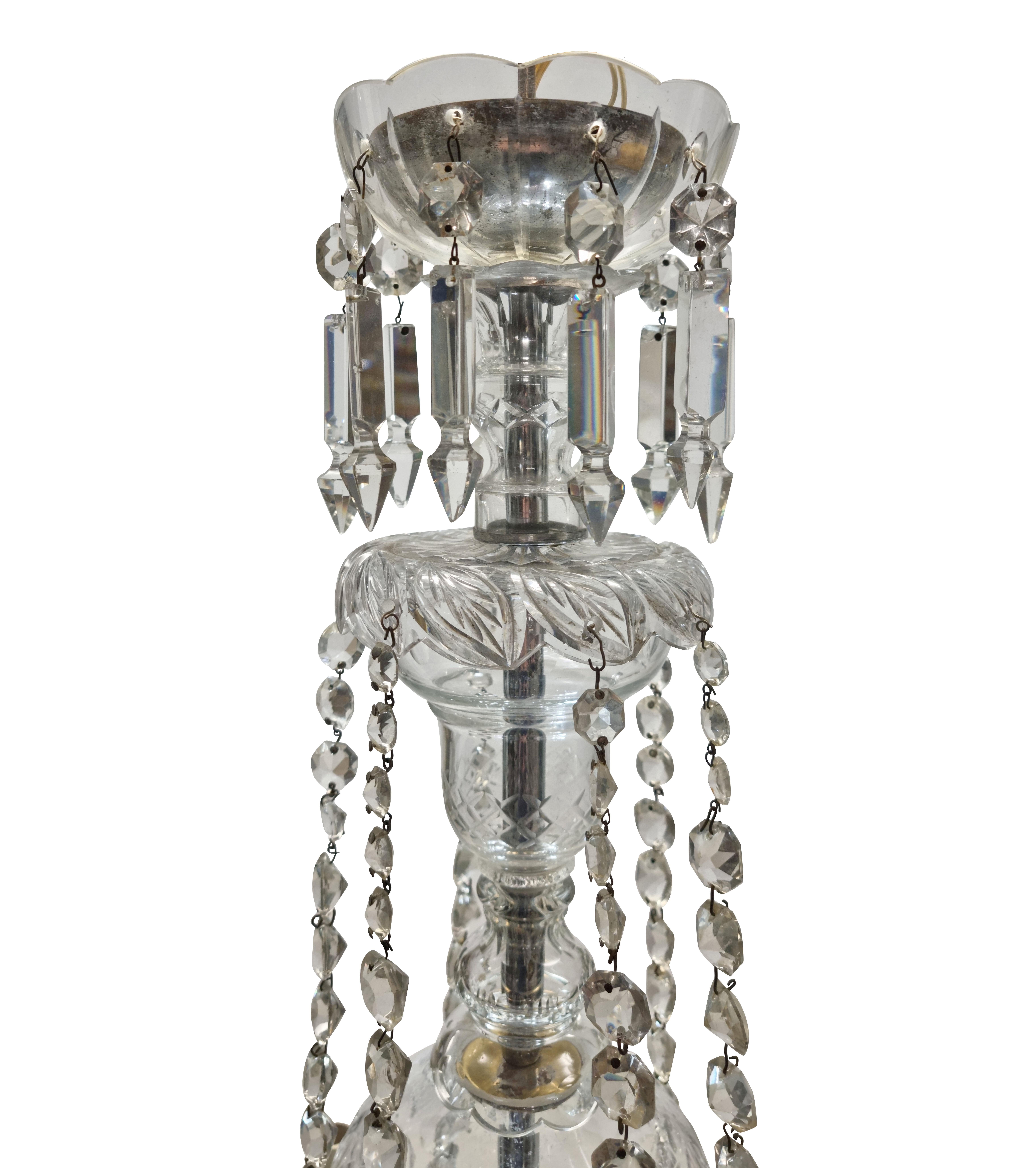 English Cut Glass Six Arm Chandelier In Good Condition For Sale In London, GB
