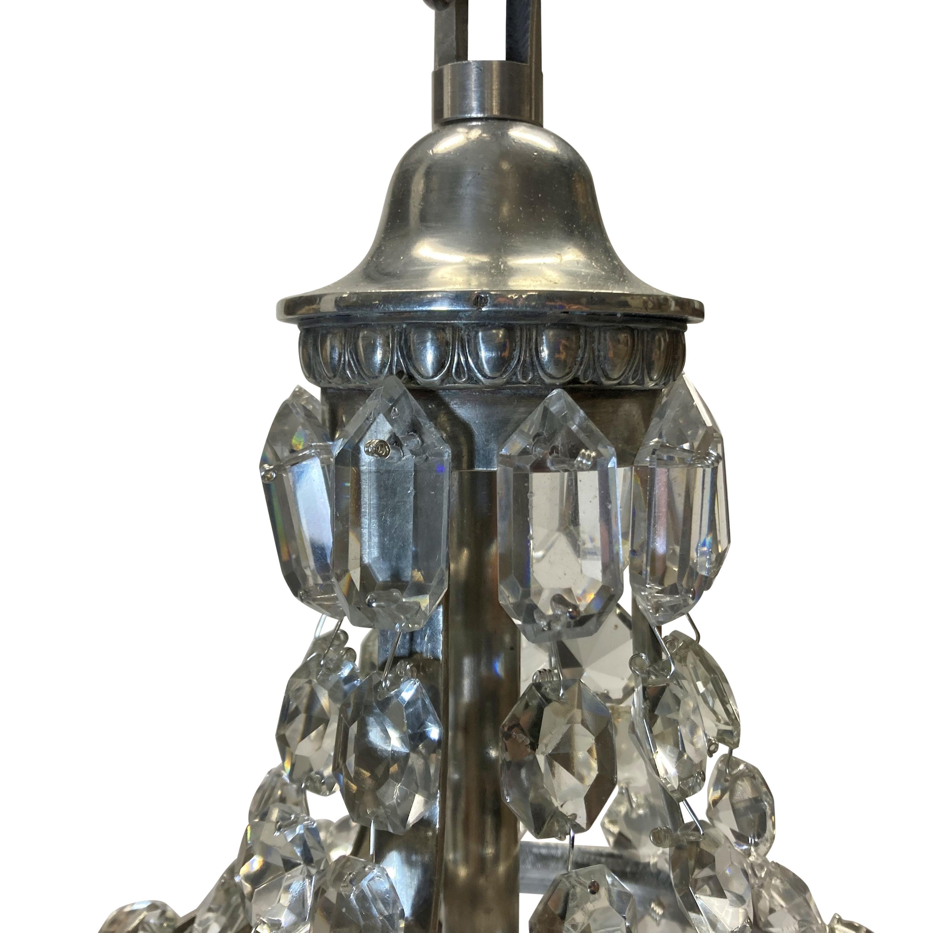 Late 19th Century English Cut Glass Tent & Bag Chandelier For Sale