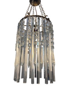 English Cut Glass Waterfall Pendant Light