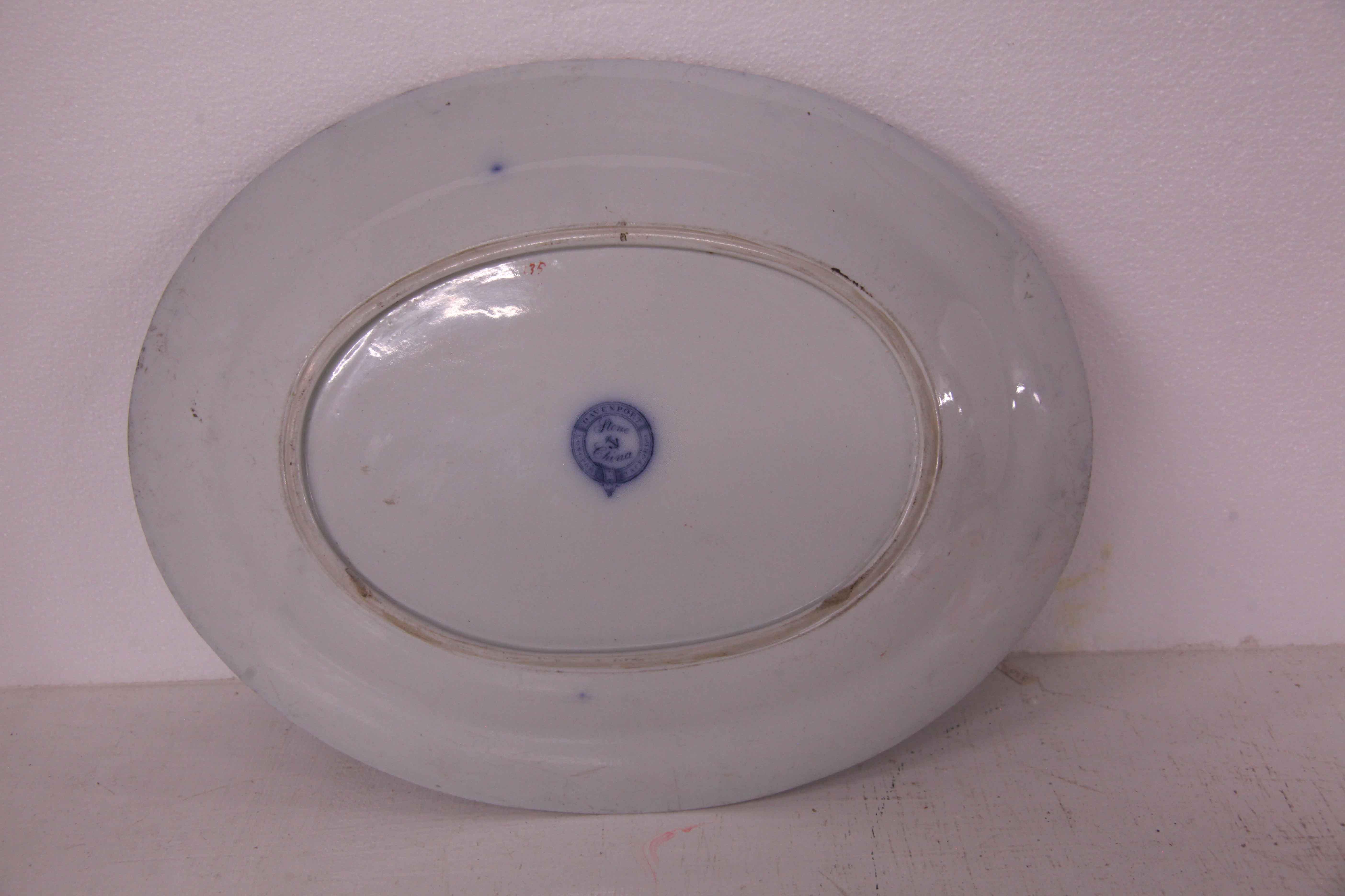 English Davenport Flow Blue Ironstone Platter For Sale 4
