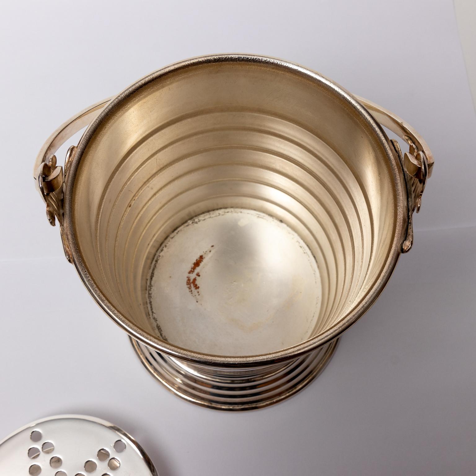 English Deco Silver Plate Ice Pail For Sale 1