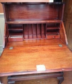 English Deco Solid Rosewood Top Secretary Desk With Bookcase