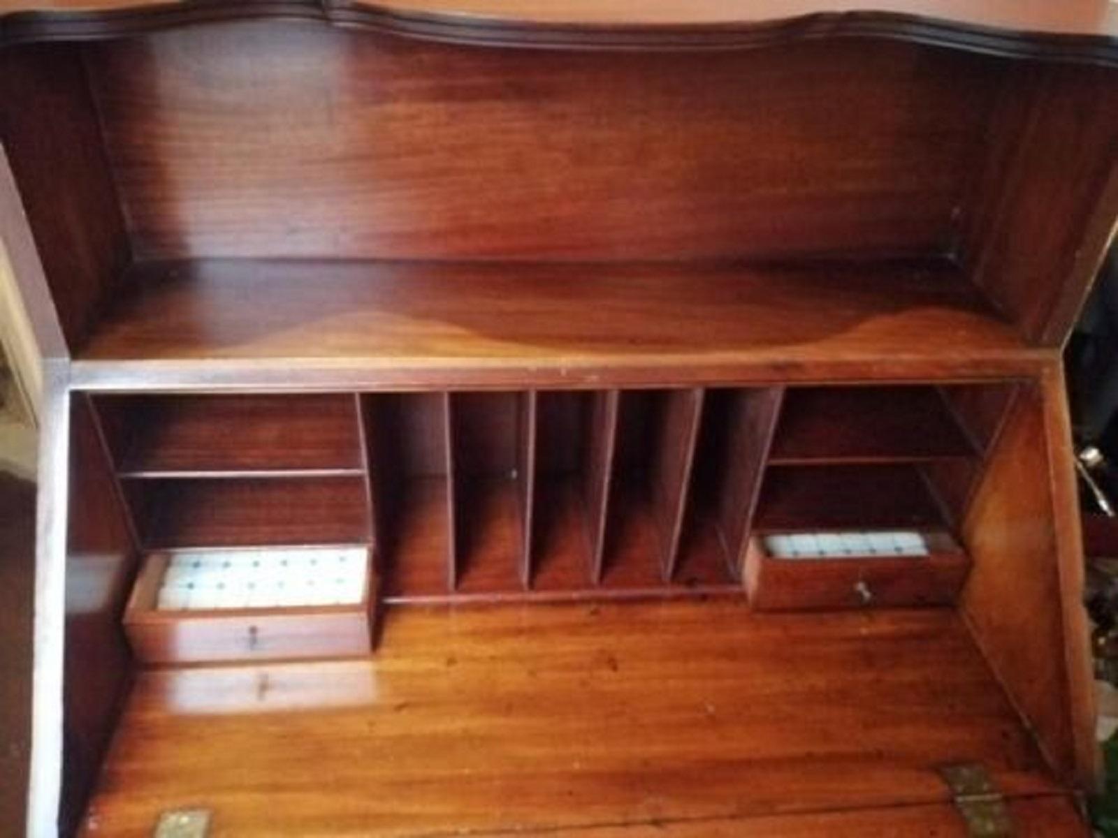 Women's or Men's English Deco Solid Rosewood Top Secretary Desk With Bookcase For Sale