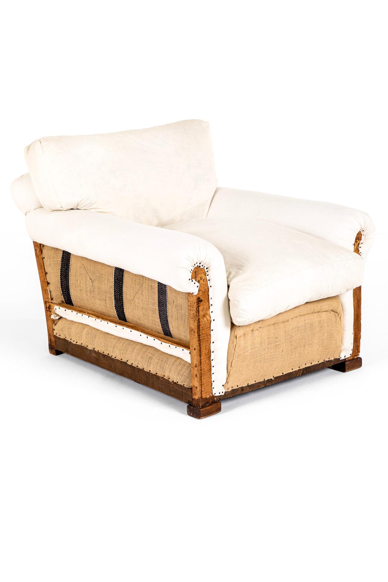 High Victorian English Deconstructed Howard and Sons Style Low Armchair For Sale