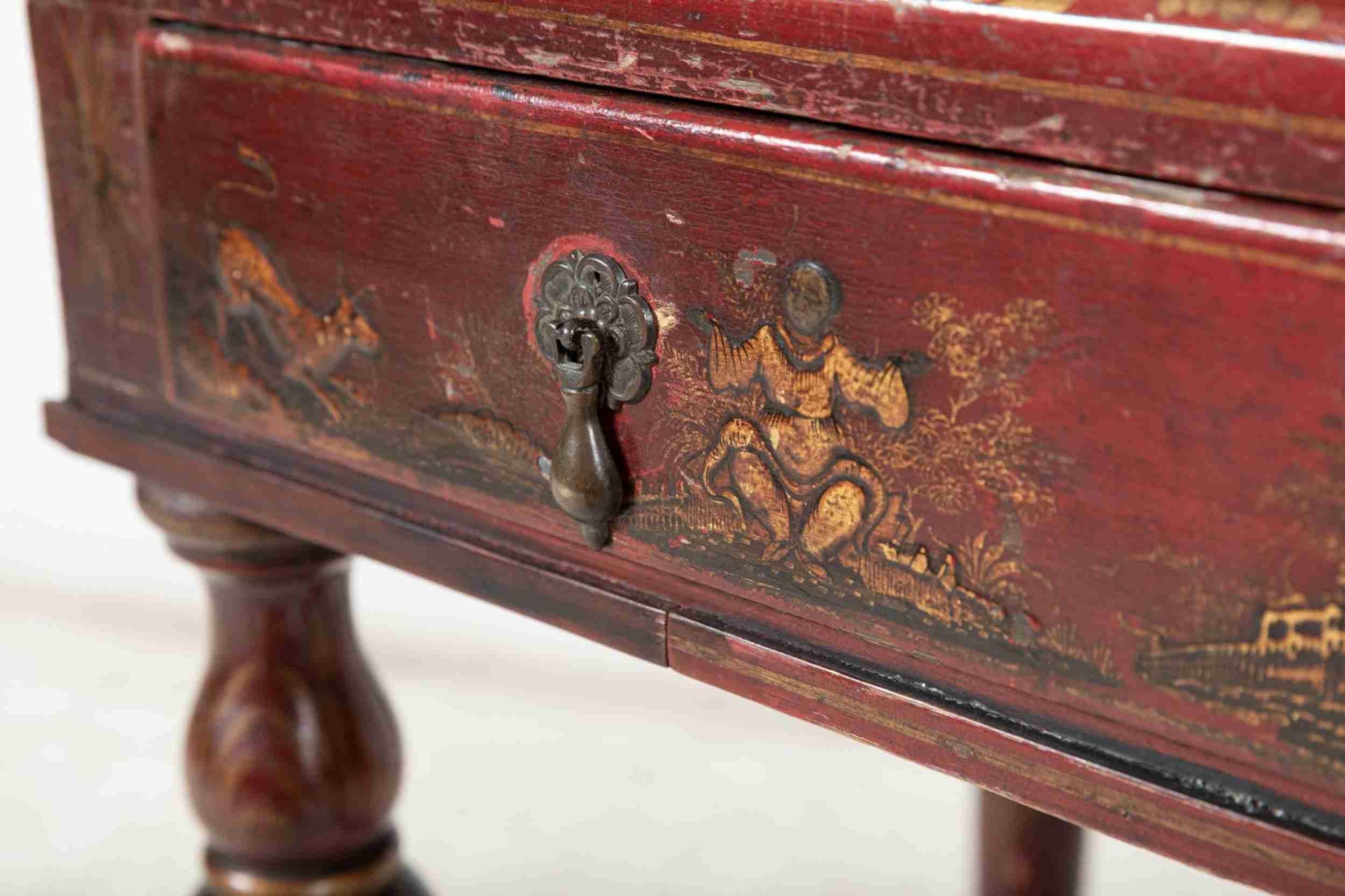 English Decorative Chinoiserie Bureau Writing Desk For Sale 8