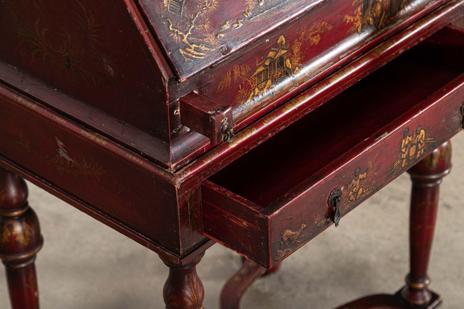 Scrittoio decorativo inglese Chinoiserie Bureau in vendita 11