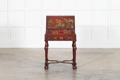 English Decorative Chinoiserie Bureau Writing Desk