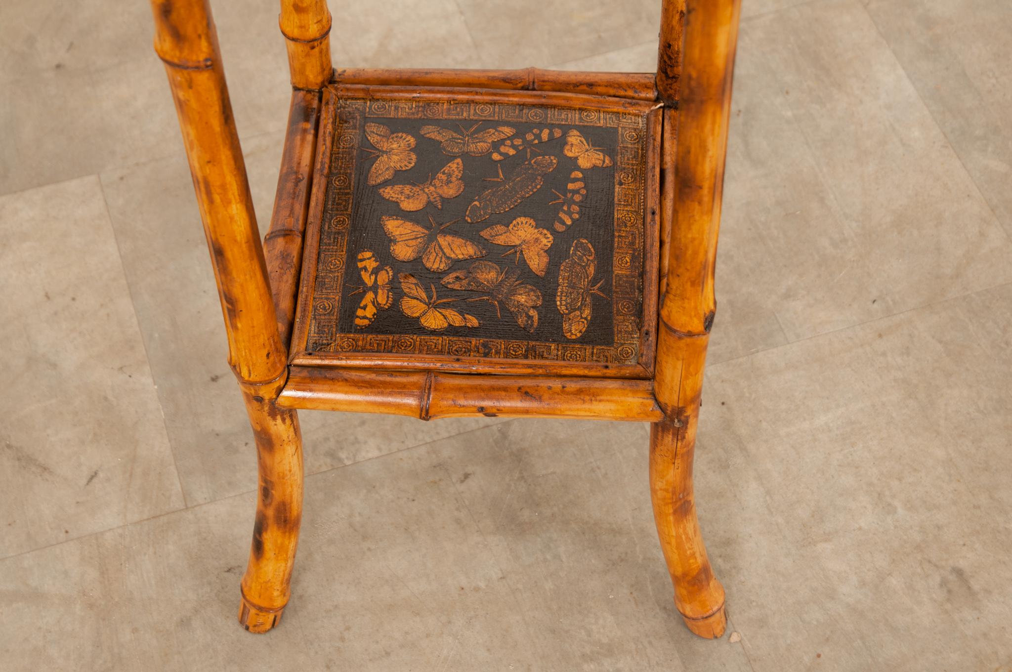 English Decoupage Bamboo Table In Good Condition In Baton Rouge, LA
