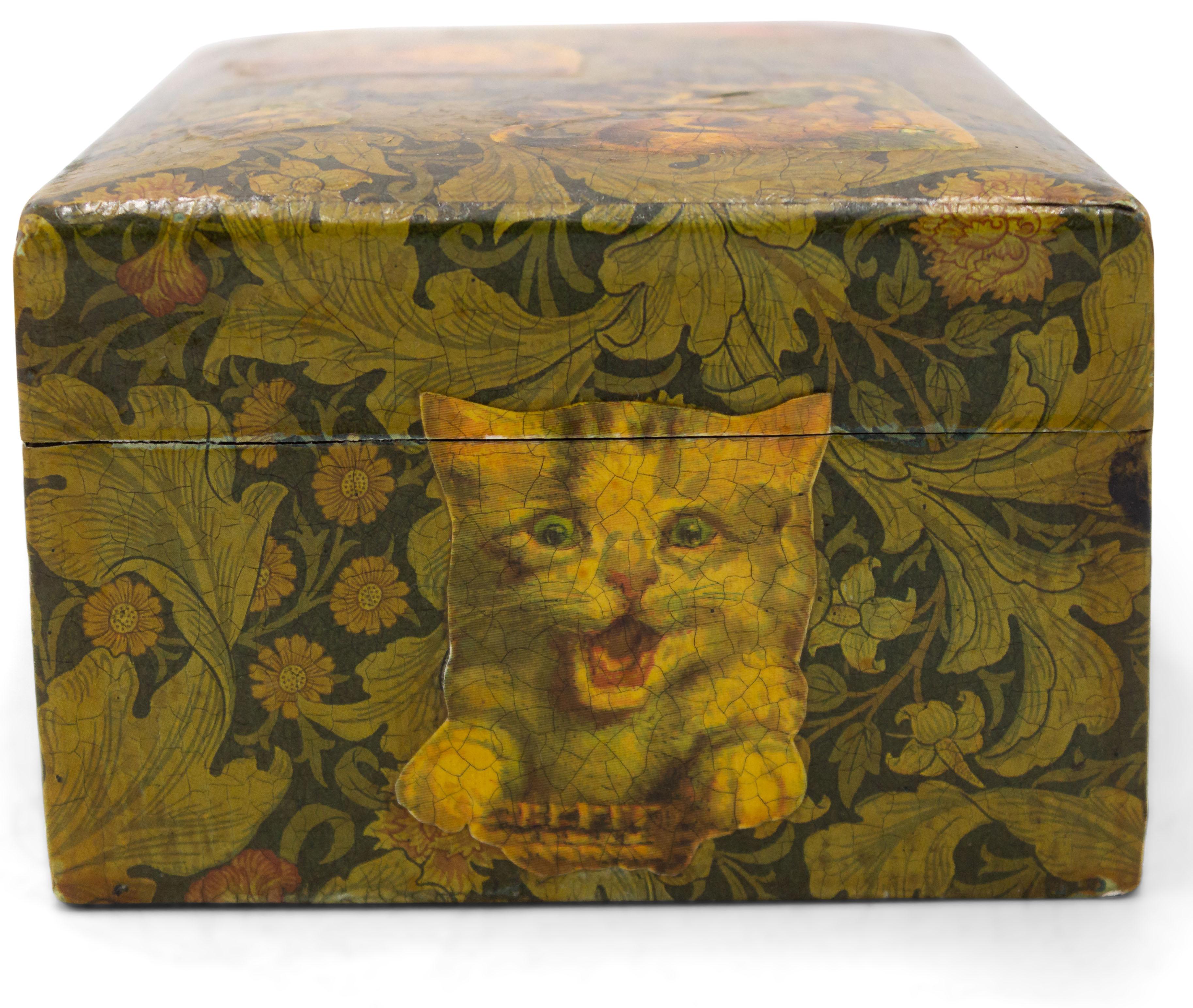 British English Decoupage Cat Box For Sale