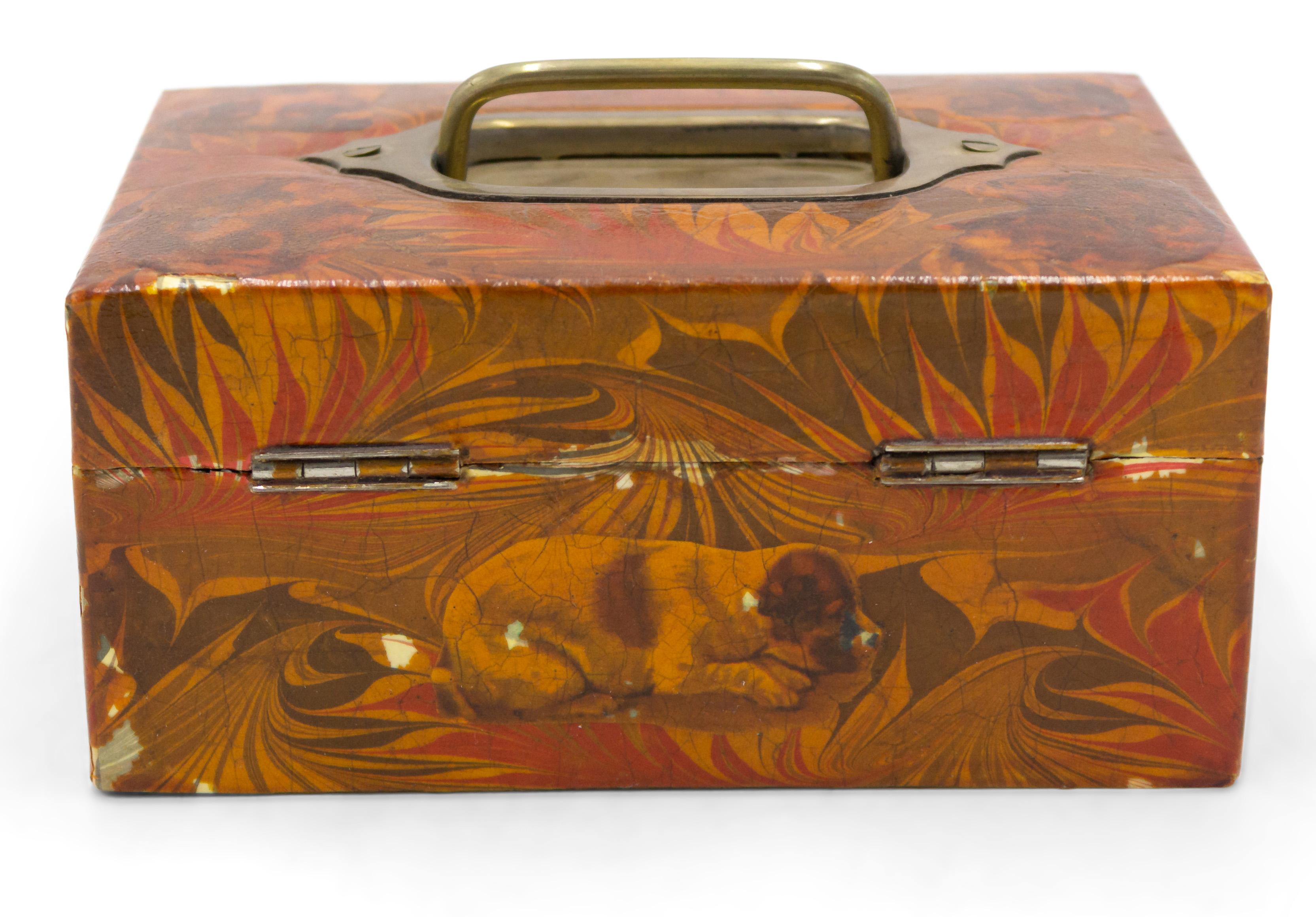 20th Century English Decoupage Dog Box For Sale