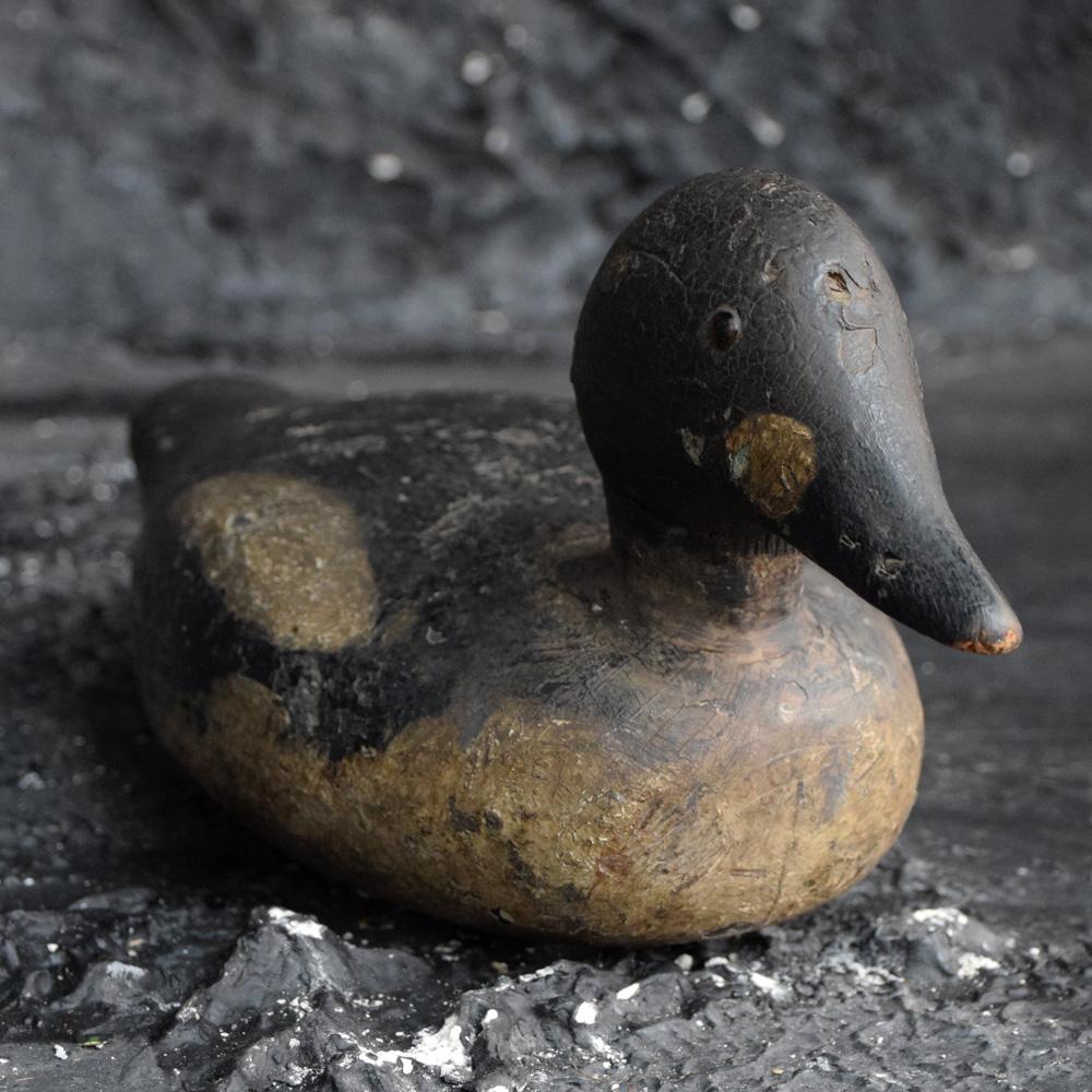 Hand-Carved English Decoy Duck with Amazing Paint and Glass Eyes, circa 1890