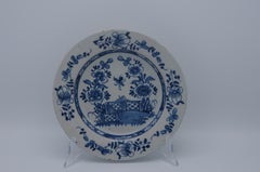 English Delft - Antique Blue and white chinoiserie plate - 18th century