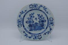 Delft anglais - Assiette ancienne en chinoiserie bleue et blanche - 18e siècle