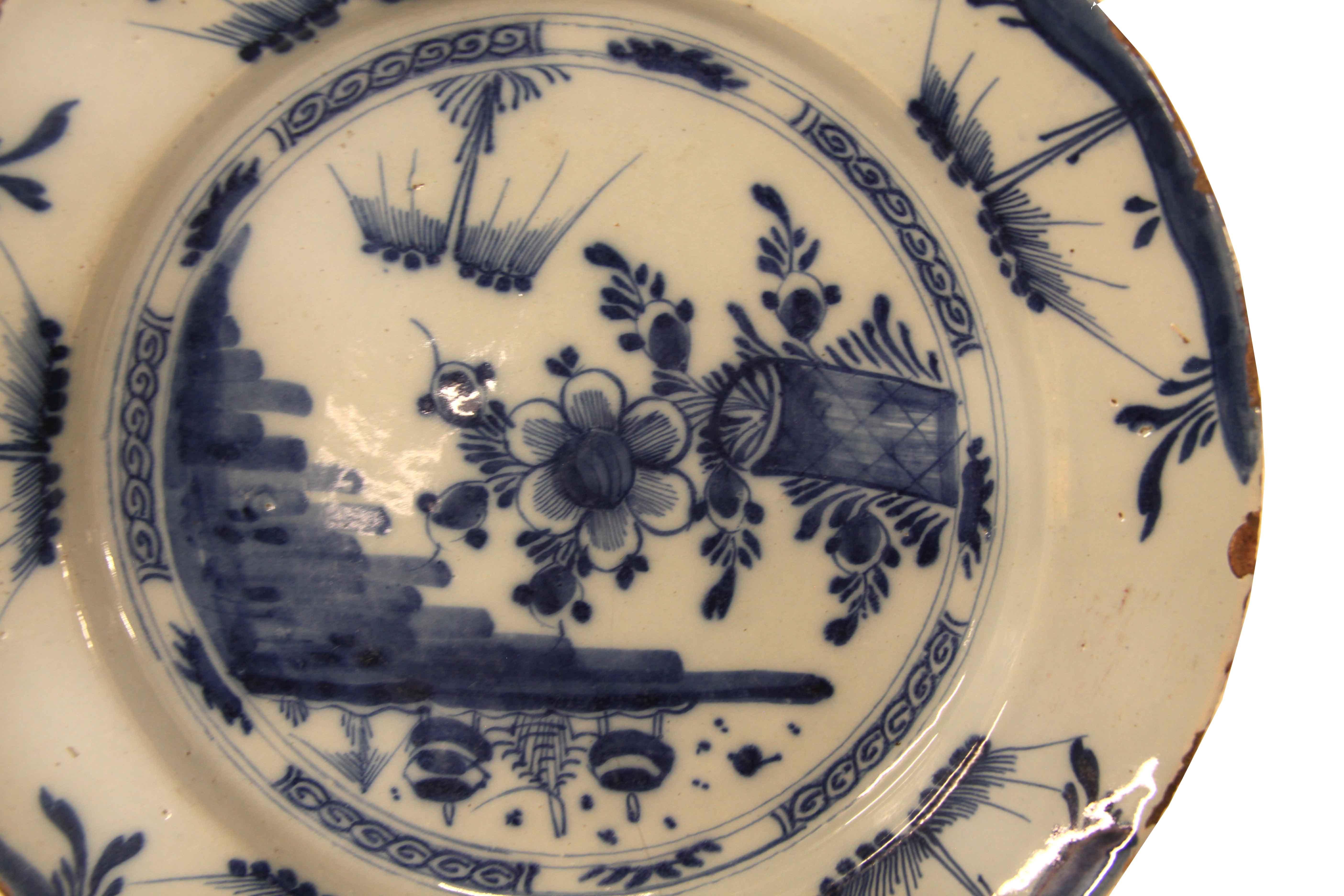 Glazed English Delft Blue and White Charger