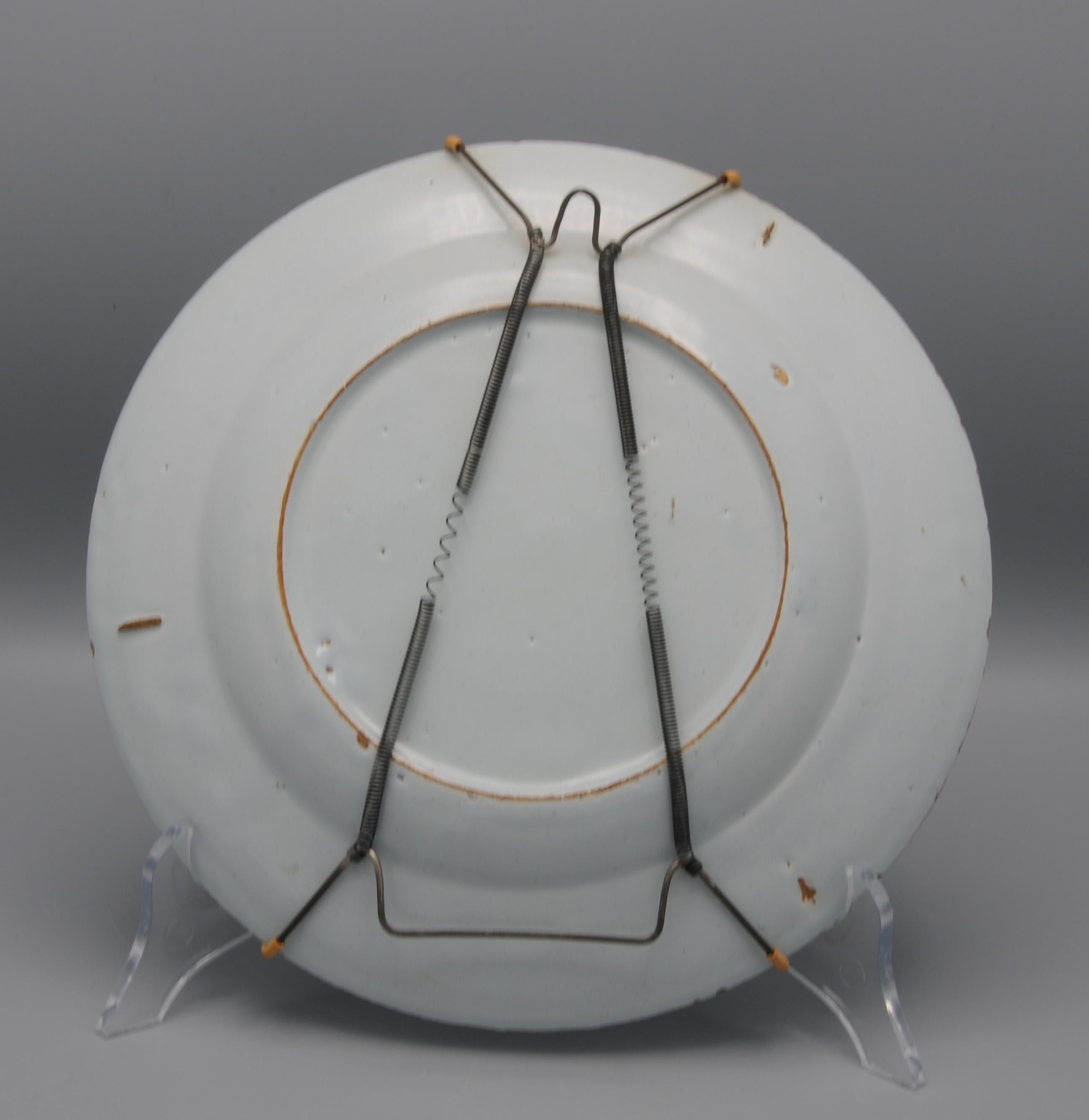 Poterie Assiette anglaise de Delft bleu et blanc - 18ème siècle en vente