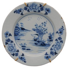 English Delft - Blue and white plate - 18th century