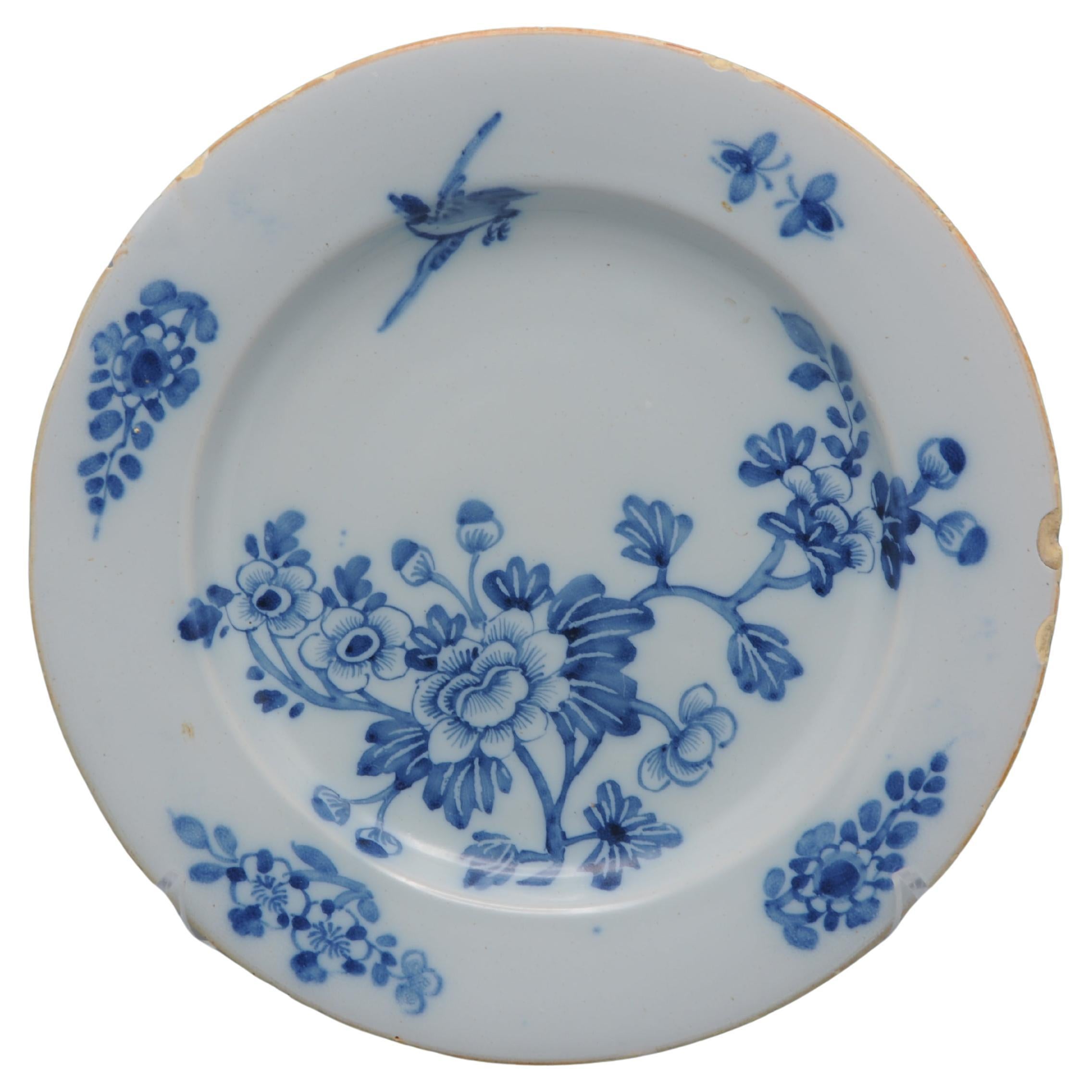 English Delft - Blue and white plate - 18th century