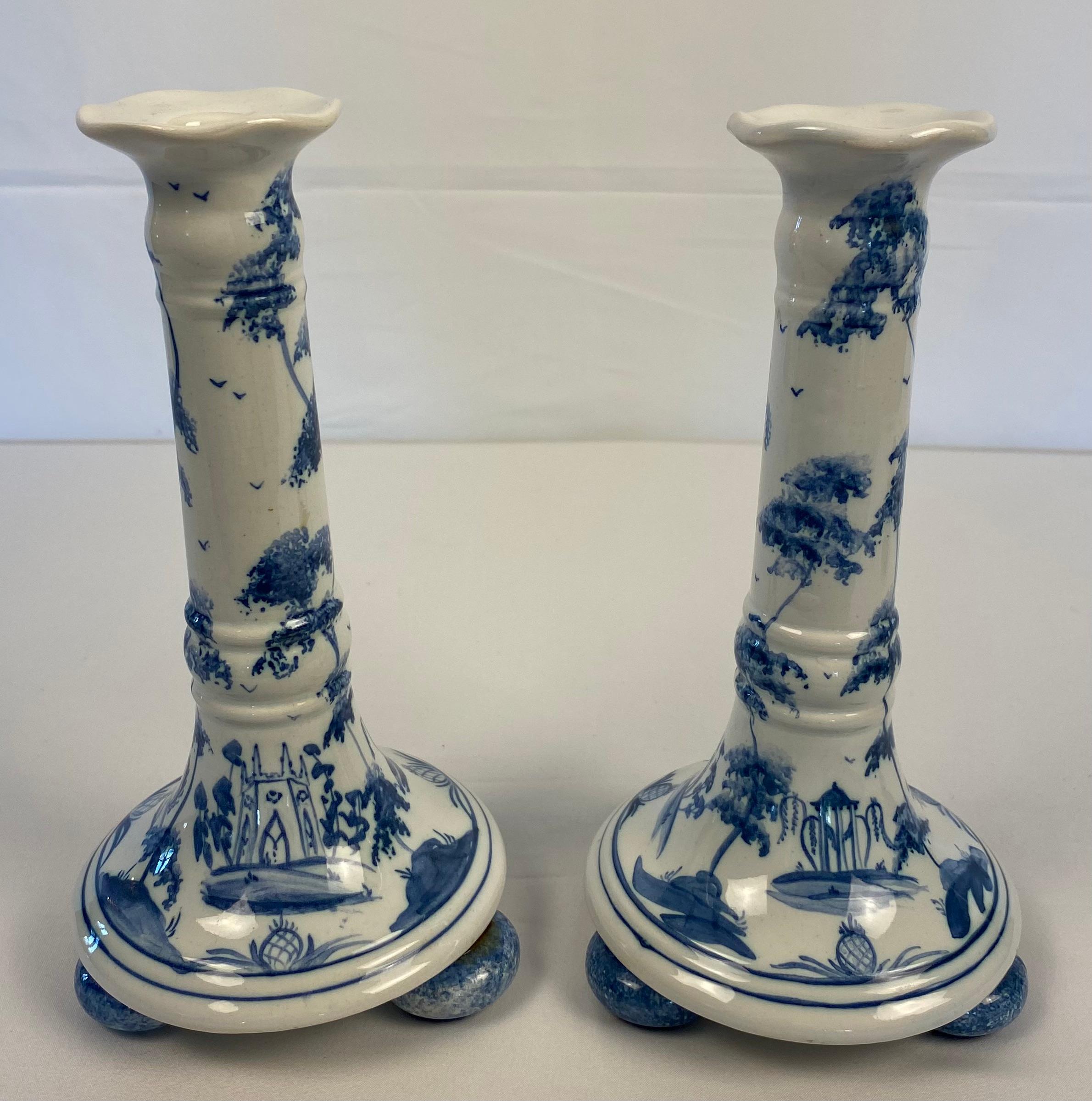 English Delft Candle Holders For Sale 4