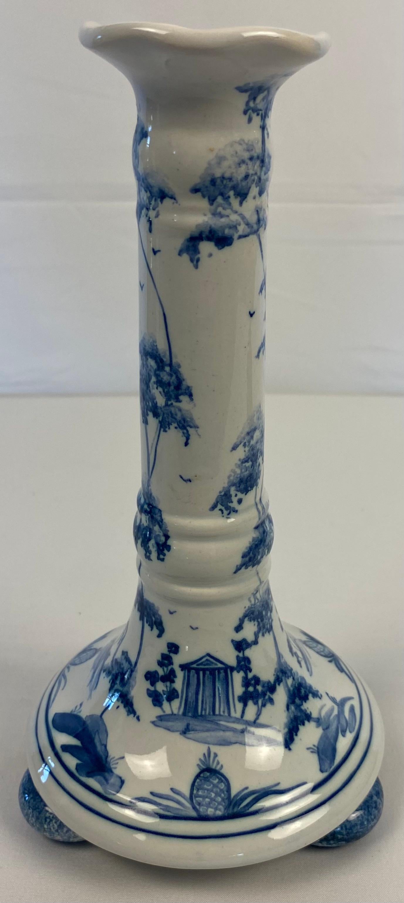 English Delft Candle Holders For Sale 2