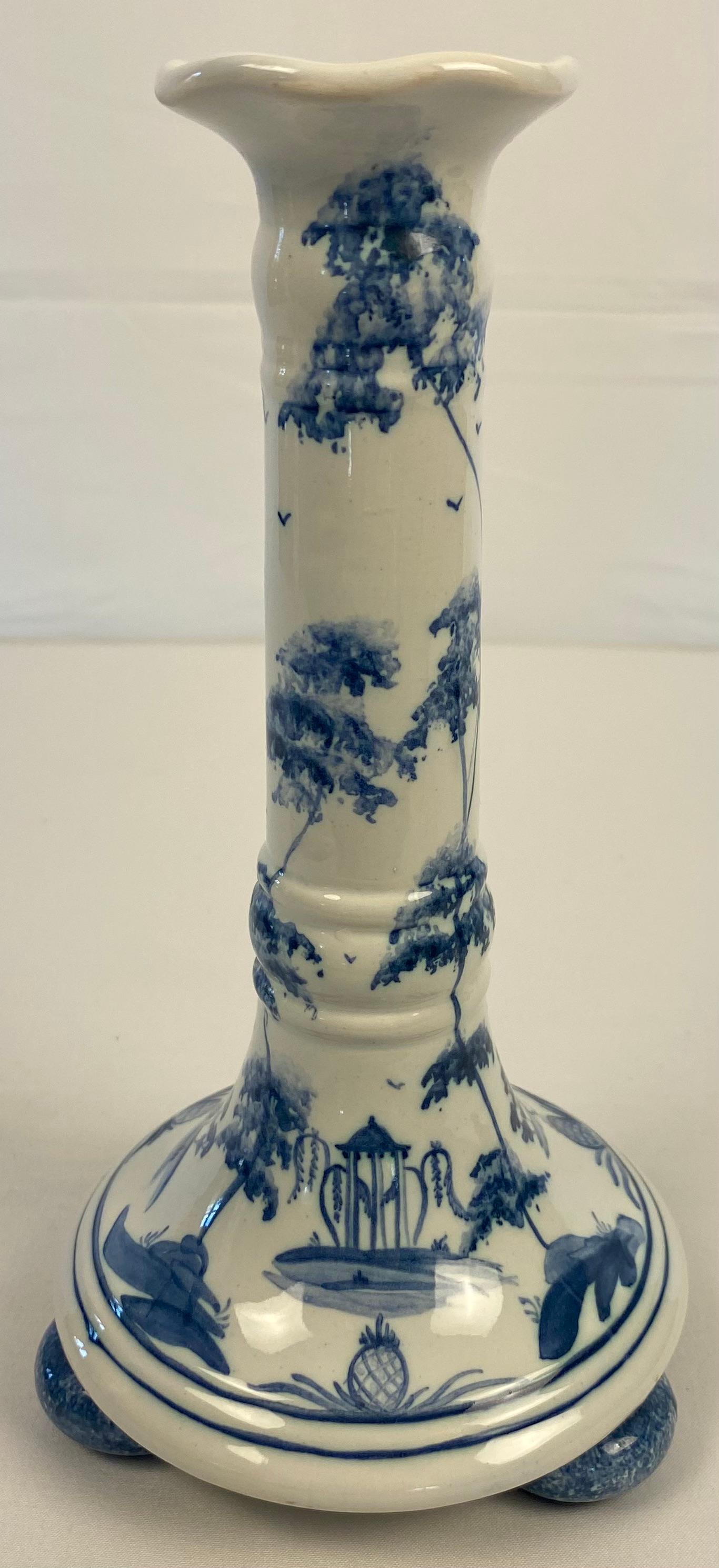 English Delft Candle Holders For Sale 3