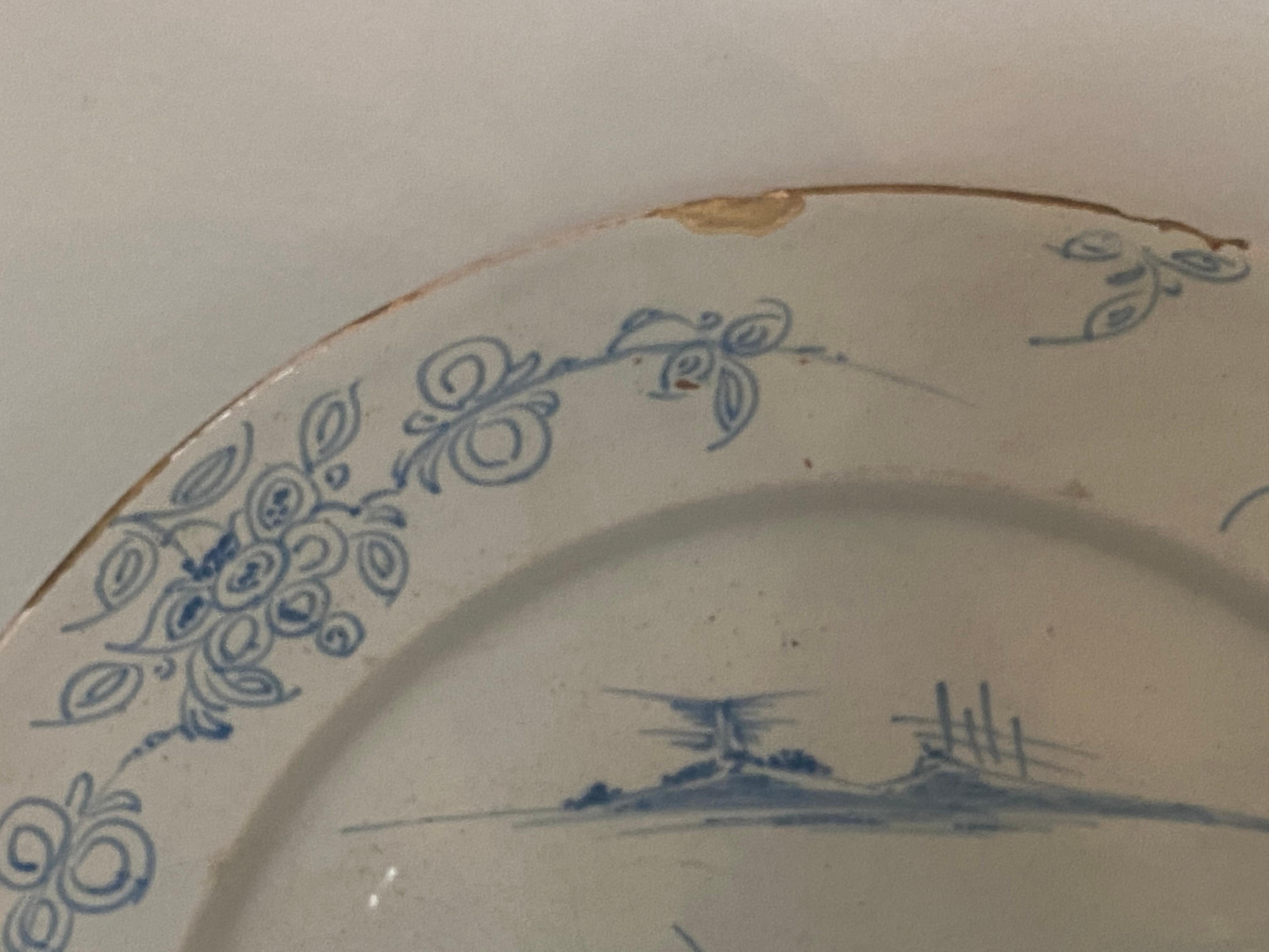 Glazed English Delft Earthenware Charger Likely London circa 1770