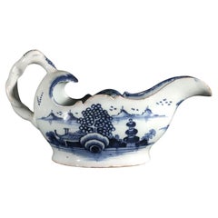 Antique English Delftware Blue & White Sauce Boat, London