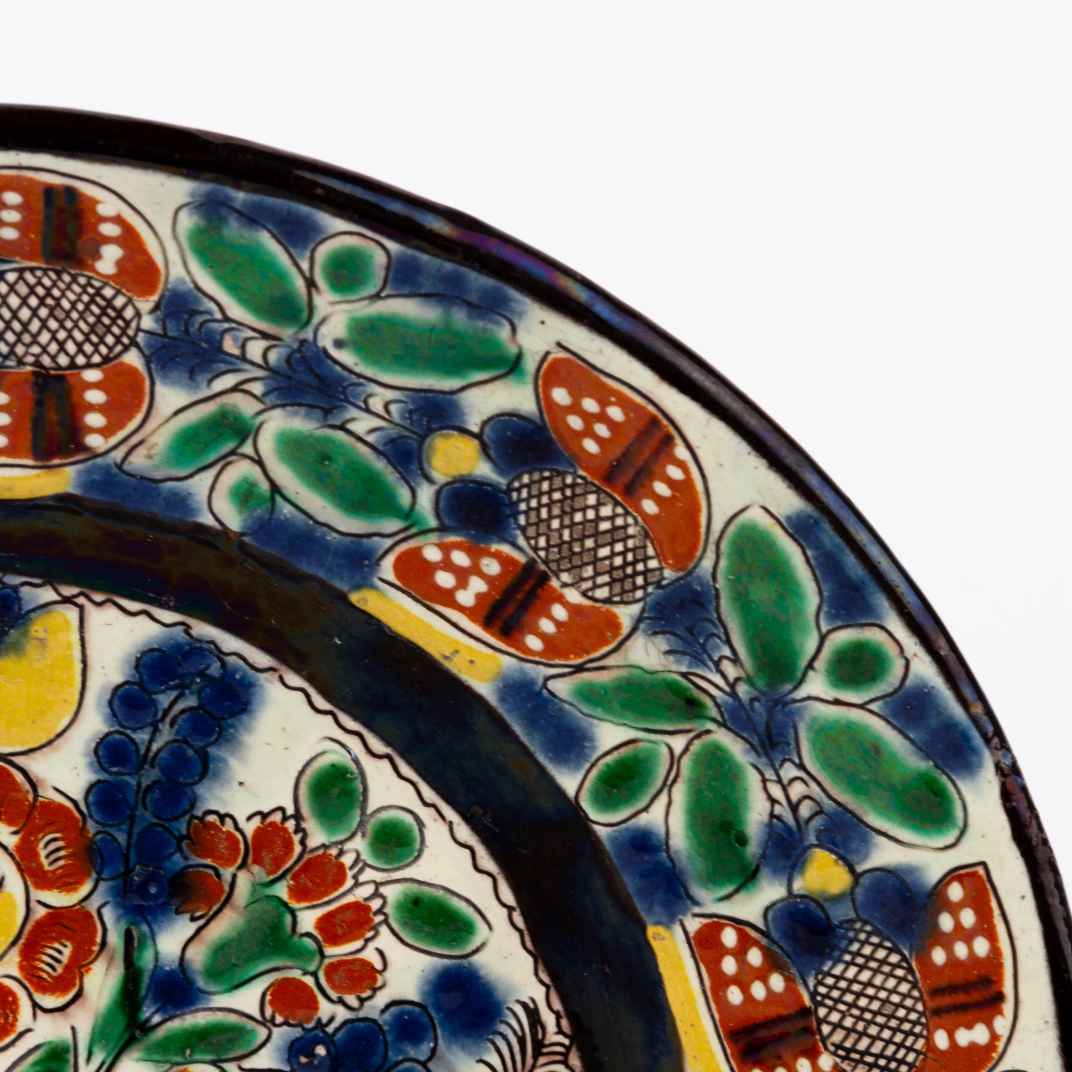 Polychromed English Delftware Polychrome Plate 18th Century