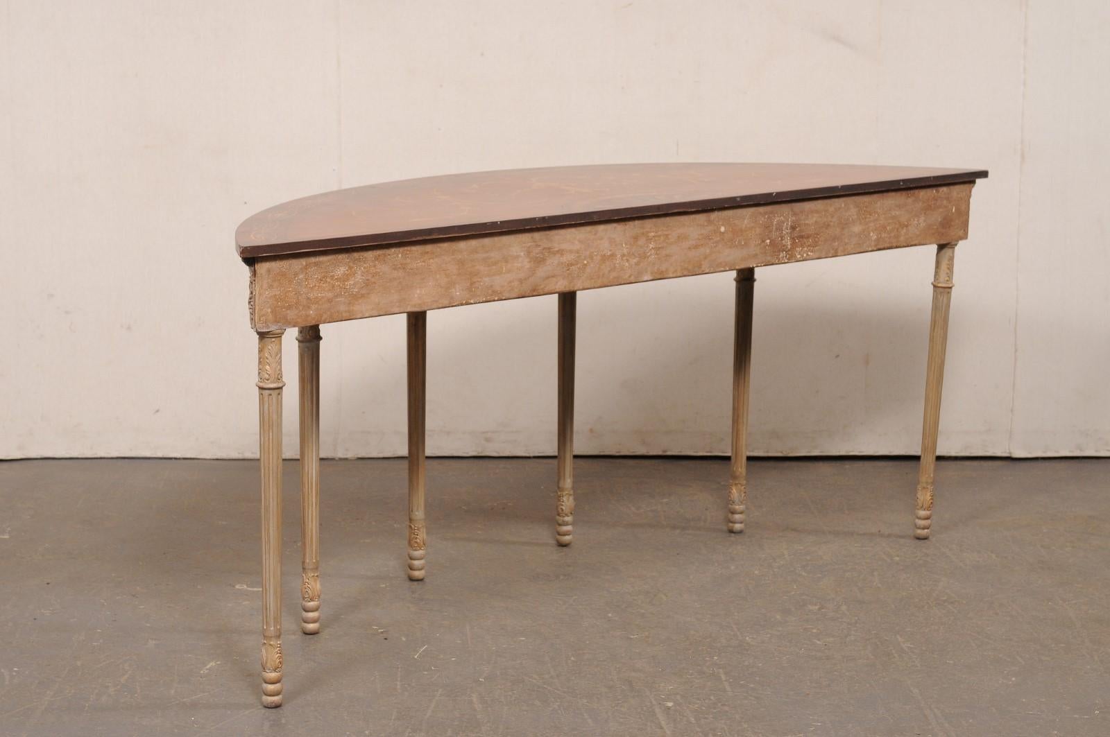 English Demi-Lune Console w/Beautiful Ornate Design & Large 6.75 Ft. Width! For Sale 4