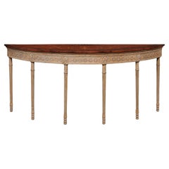Consola inglesa Demi-Lune con bonito diseño ornamentado y gran pantalla de 1,8 m. ¡Anchura!