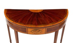 English Demi Lune Flip Top Card table with Marquetry, George III period