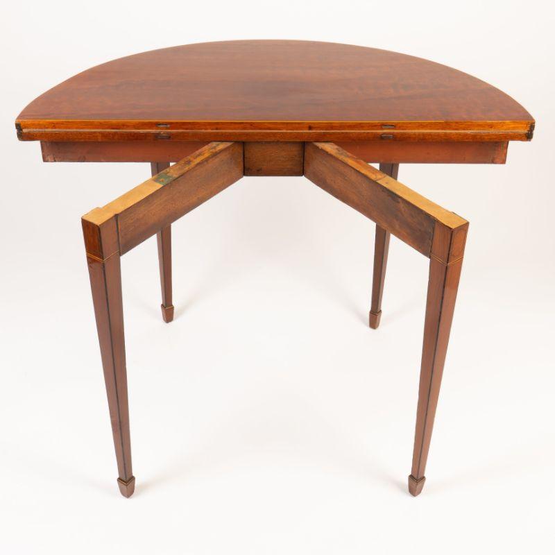 English Suede Top Demi Lune Flip Top Game Table, 1795 2