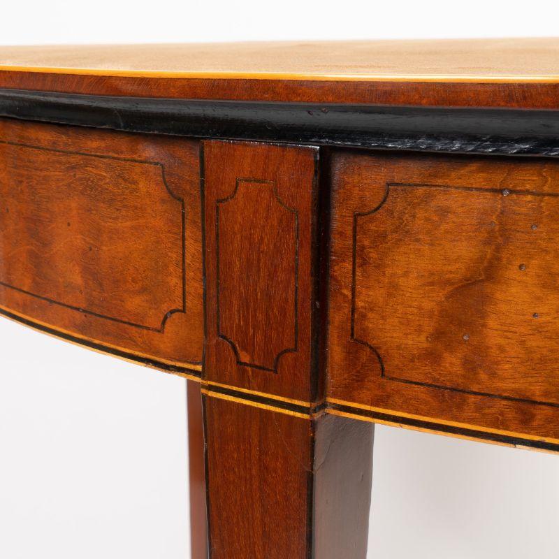 English Suede Top Demi Lune Flip Top Game Table, 1795 3