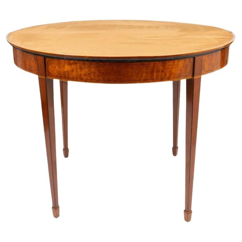 English Suede Top Demi Lune Flip Top Game Table, 1795