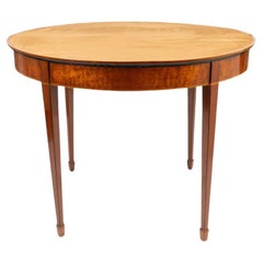 English Suede Top Demi Lune Flip Top Game Table, 1795