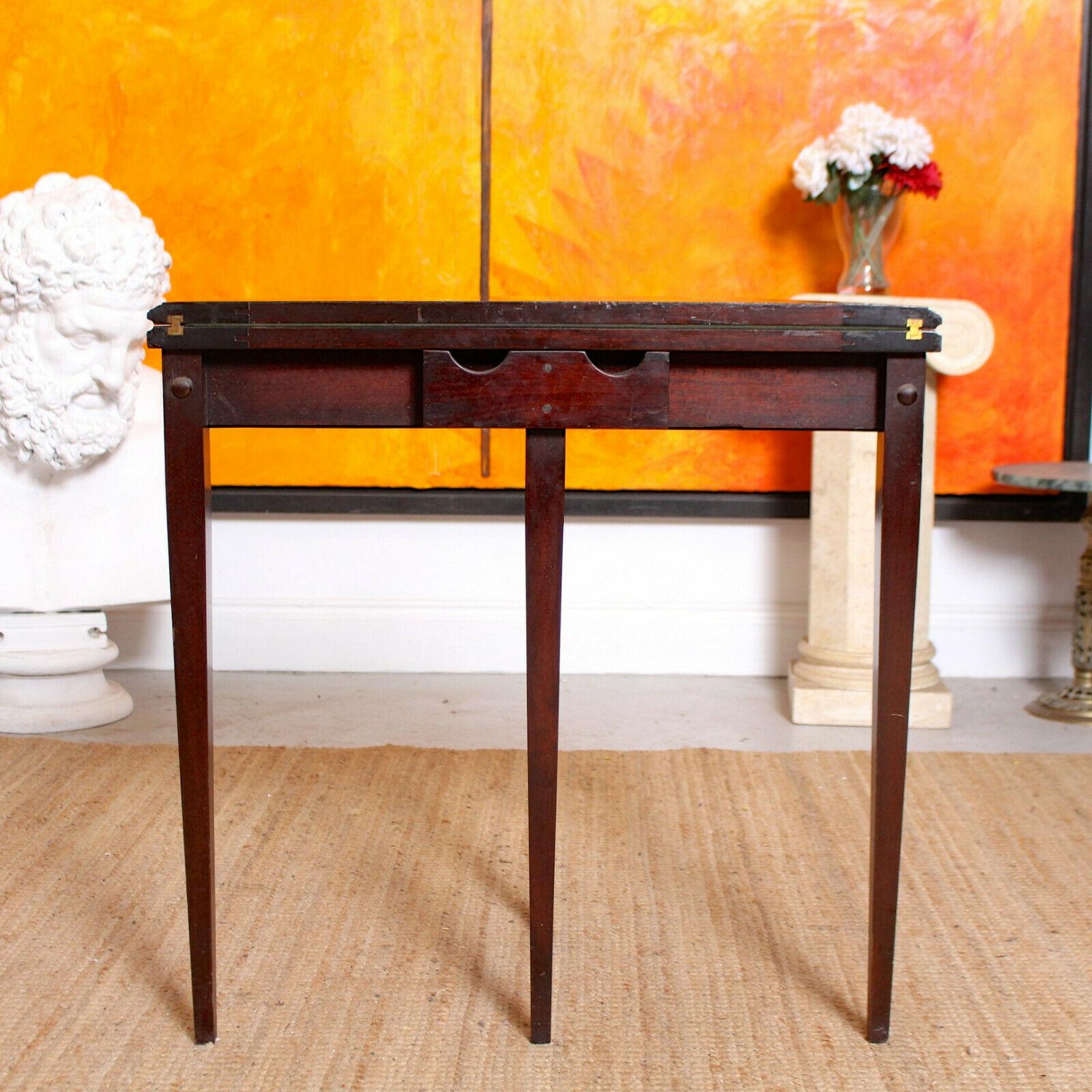 English Demilune Card Table Edwardian Mahogany Folding Console Table Circular For Sale 6