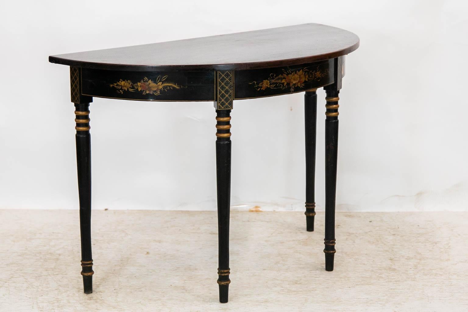 Mid-19th Century English Demilune Console Table For Sale