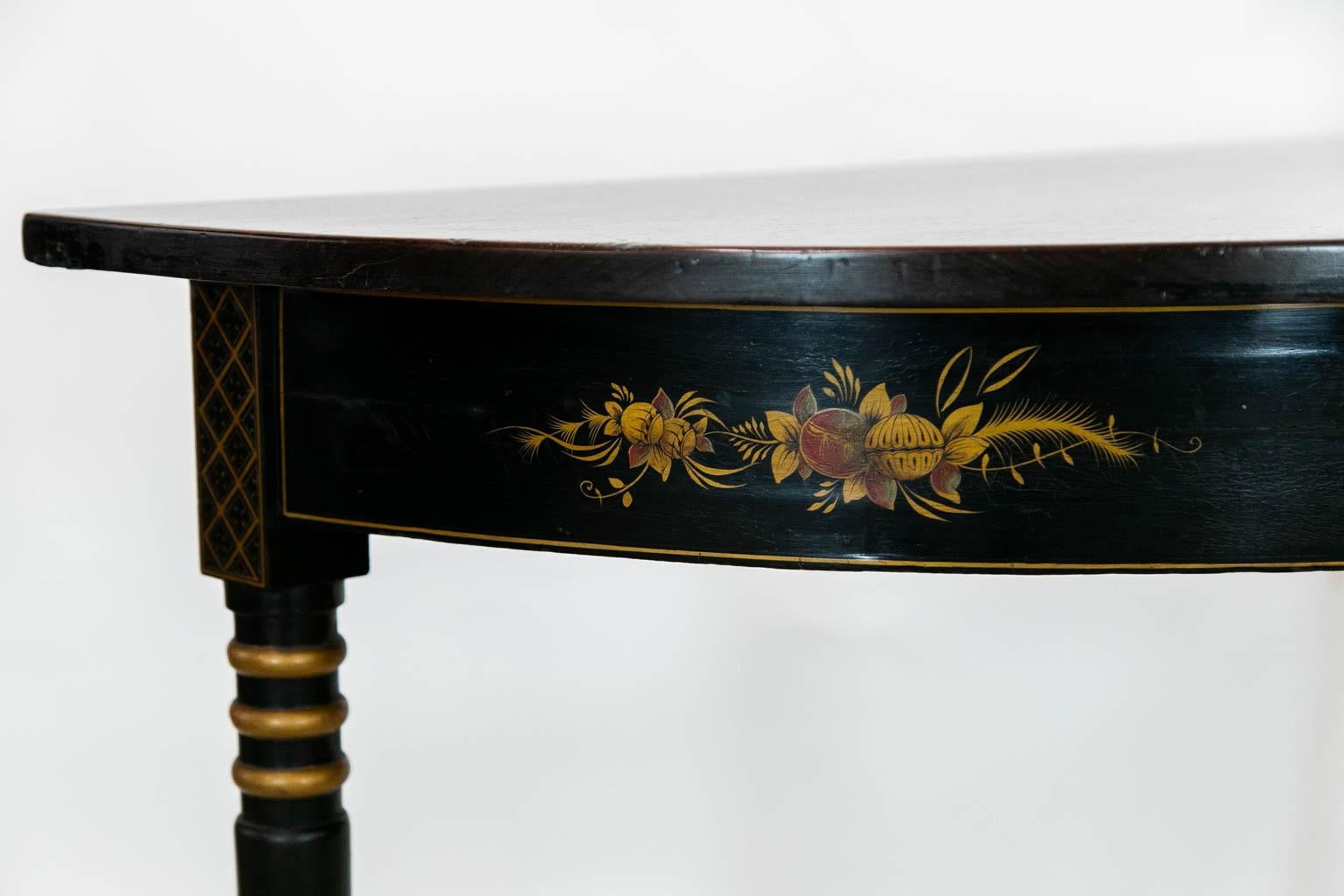 Milieu du XIXe siècle Table console demi-lune anglaise en vente