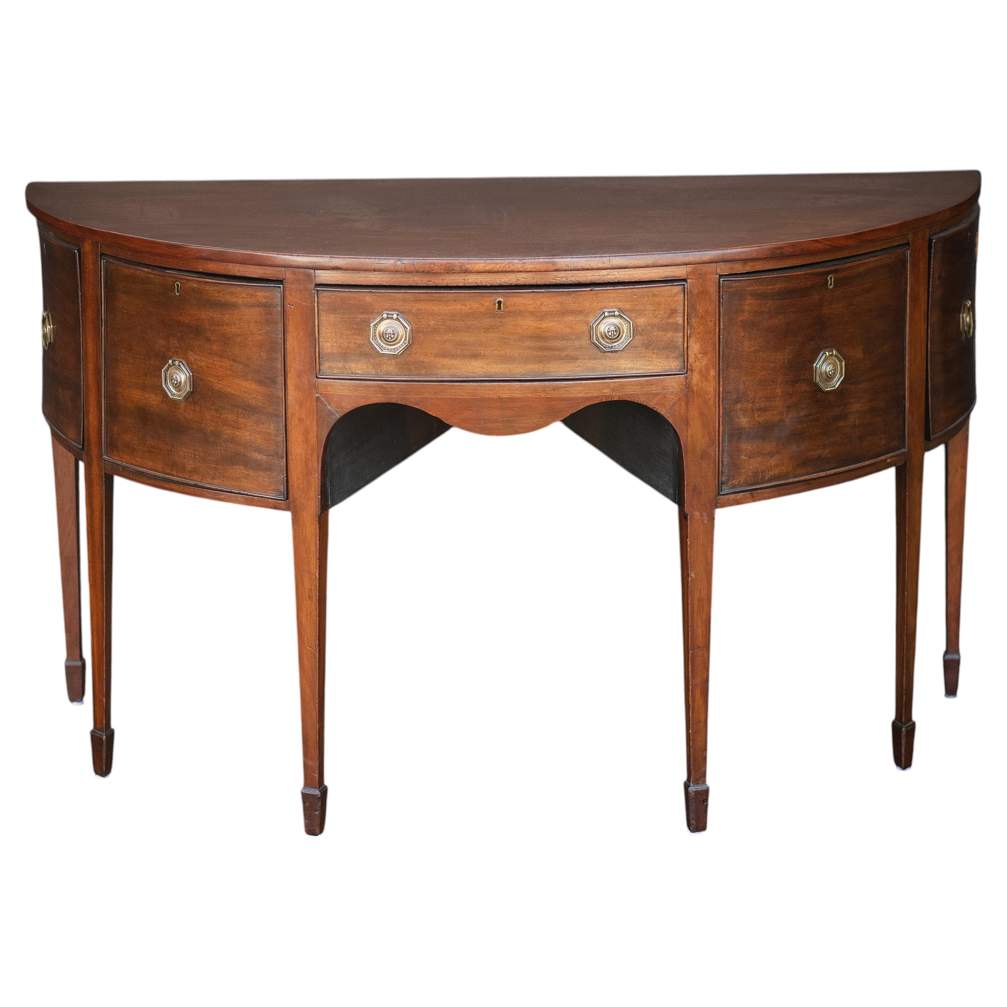 English Demilune Sideboard of Inlaid Mahogany from the Regency Period