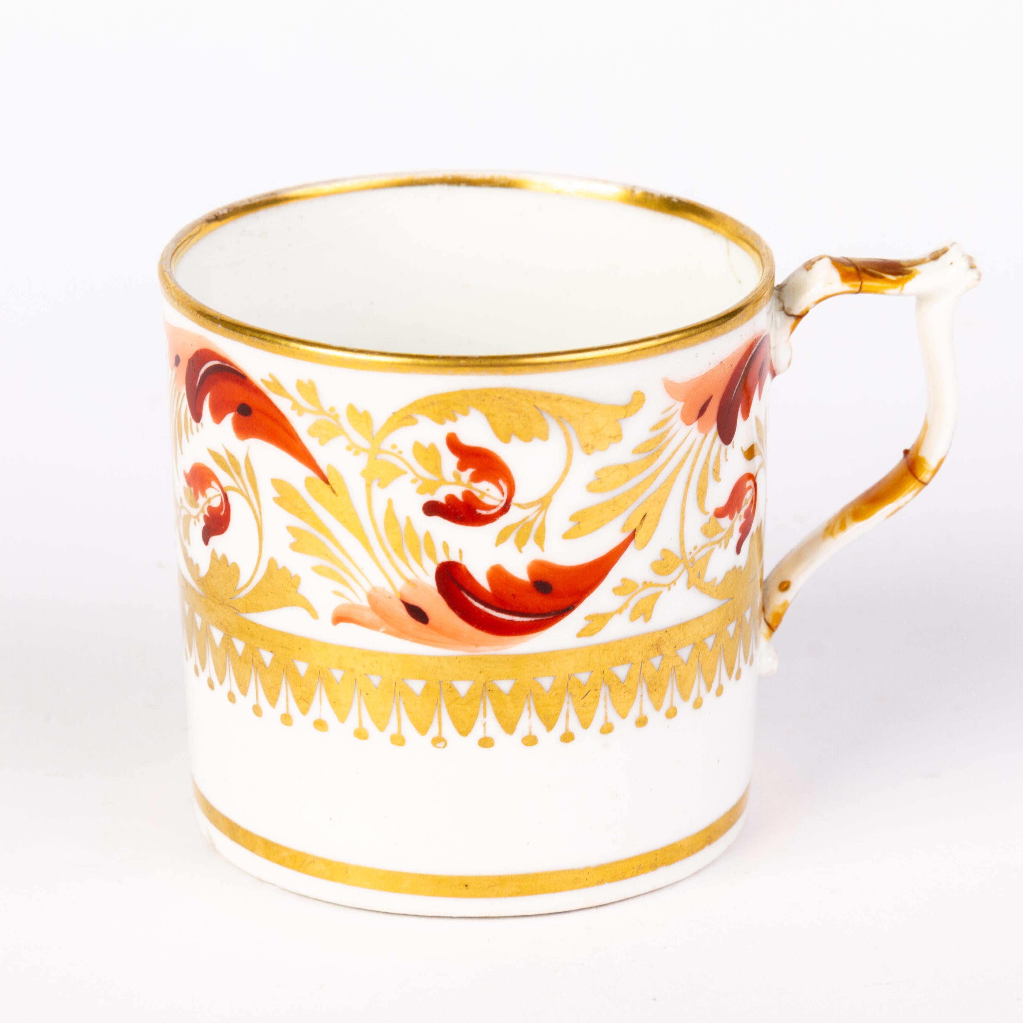 Hand-Painted English Derby Gilt Porcelain Georgian Coffee Can Mug ca. 1805  For Sale