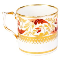 Antique English Derby Gilt Porcelain Georgian Coffee Can Mug ca. 1805 