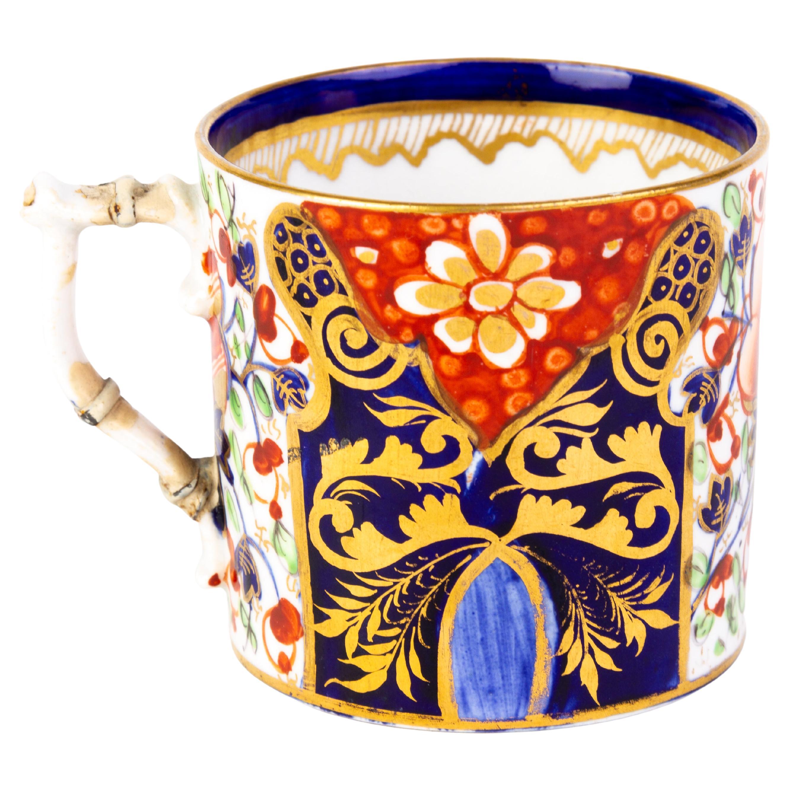 English Derby Porcelain Georgian Imari Bamboo Stemmed Coffee Can ca. 1805 For Sale