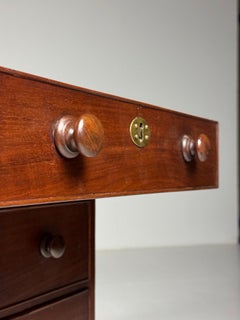 English desk 19th century red leather top