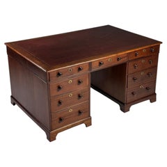 English desk 19th century red leather top