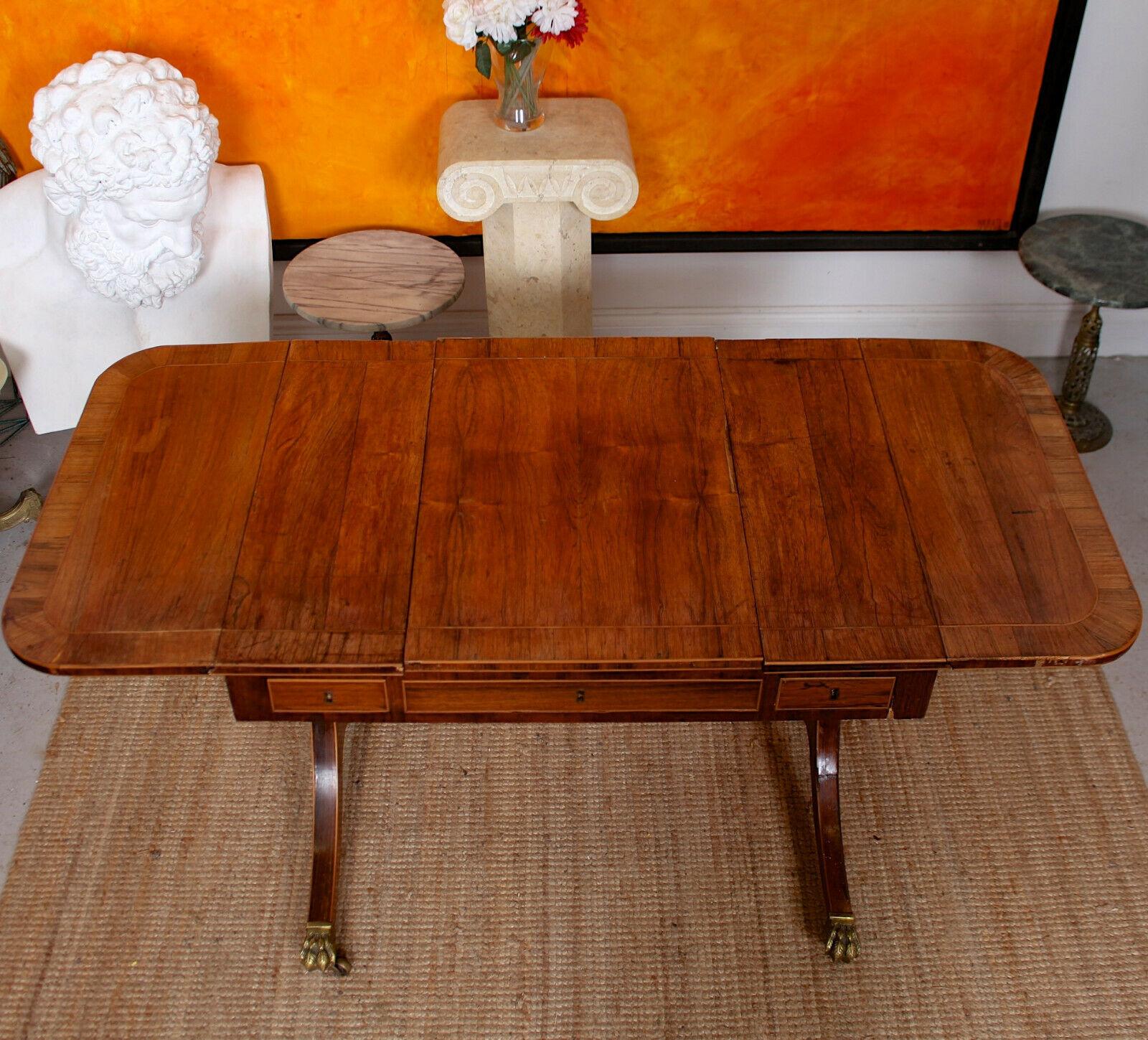 English Desk Games Sofa Table Drop-Leaf Writing Table Mahogany, 19th Century In Good Condition For Sale In Newcastle upon Tyne, GB