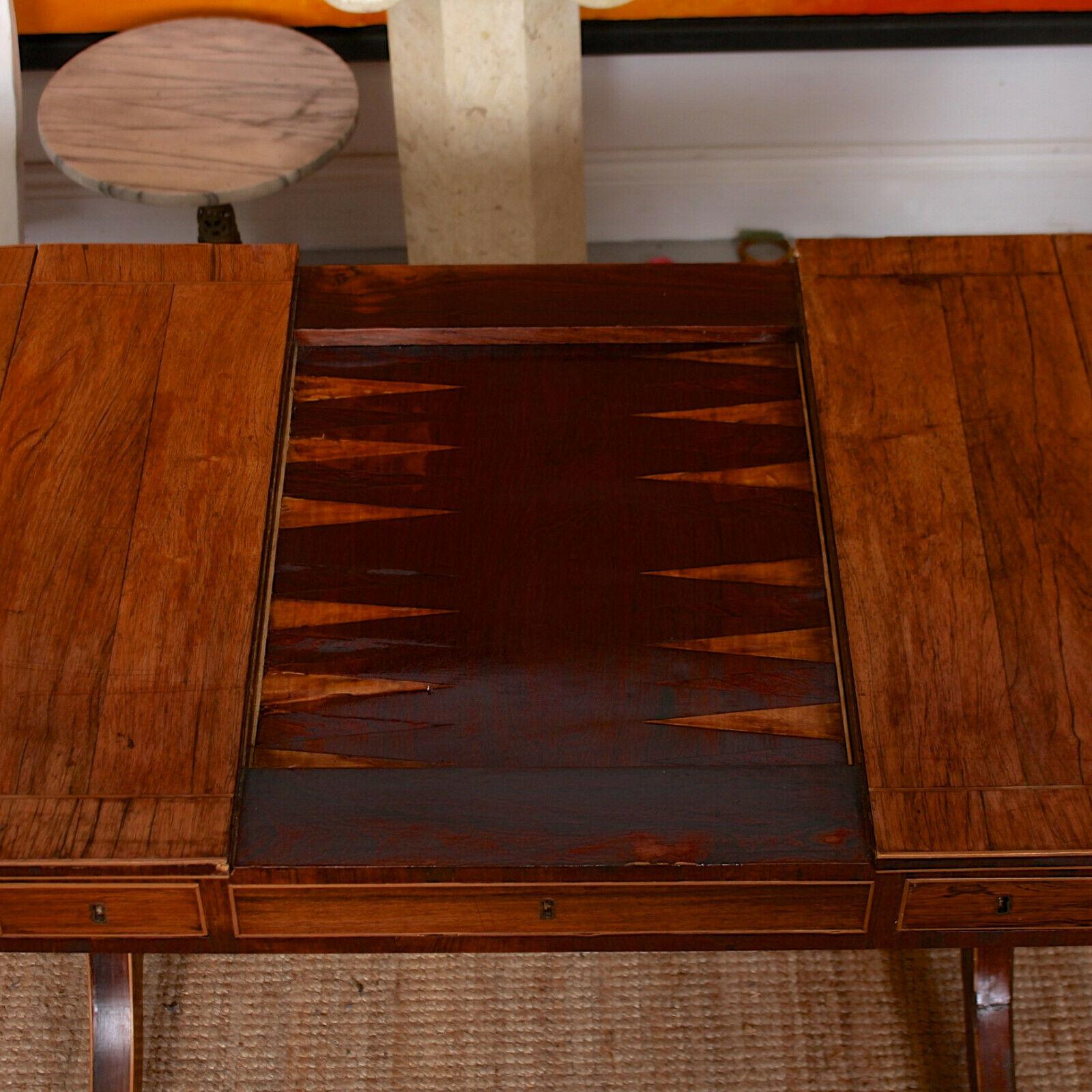 English Desk Games Sofa Table Drop-Leaf Writing Table Mahogany, 19th Century For Sale 1