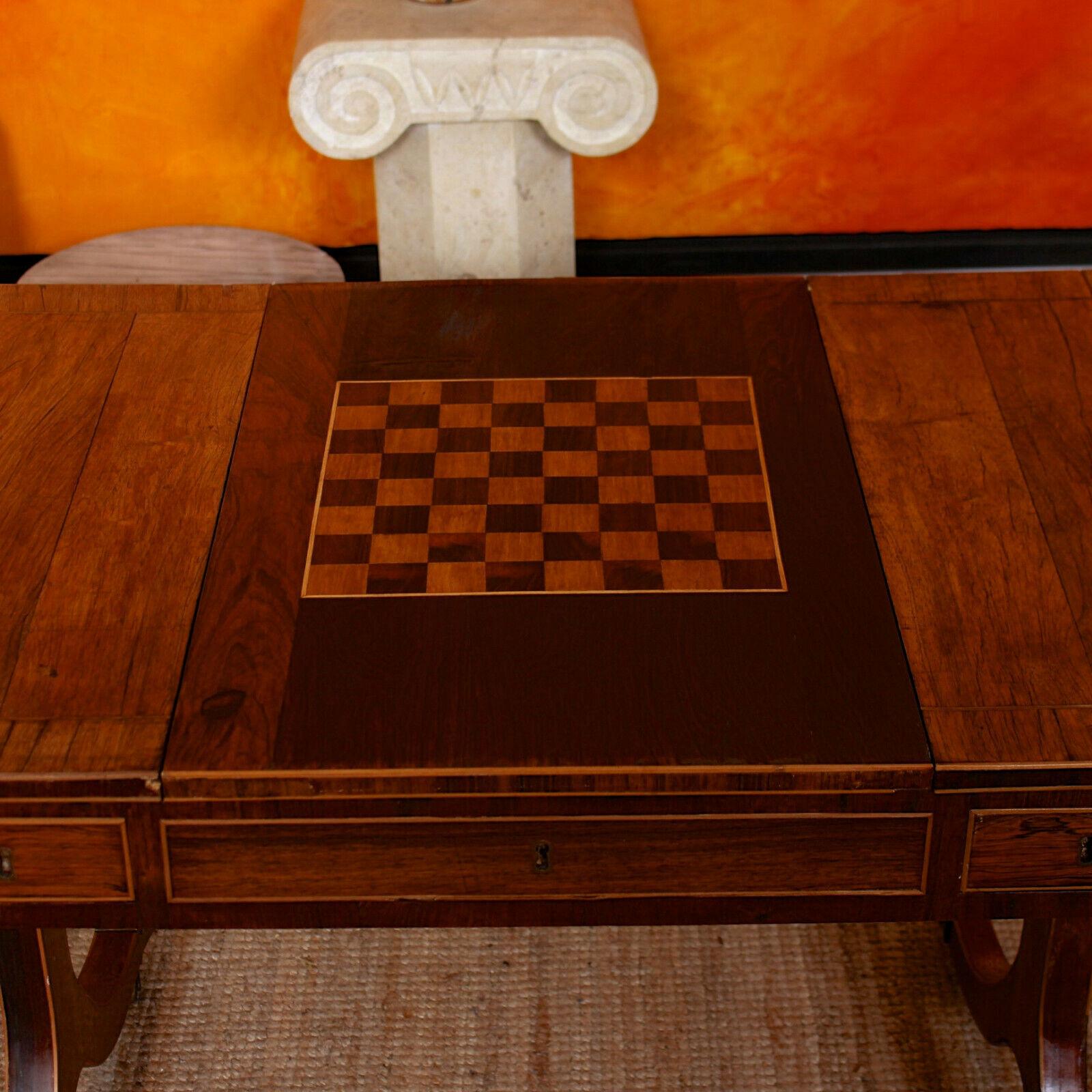 English Desk Games Sofa Table Drop-Leaf Writing Table Mahogany, 19th Century For Sale 2