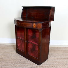 English Desk Glazed Bureau Writing Cabinet Glazed, 19th Century