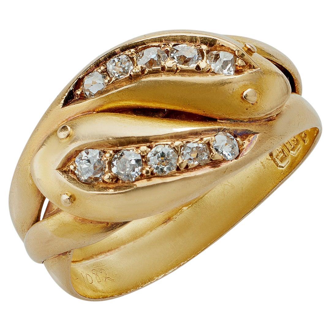 English Diamond Double Snake Ring For Sale