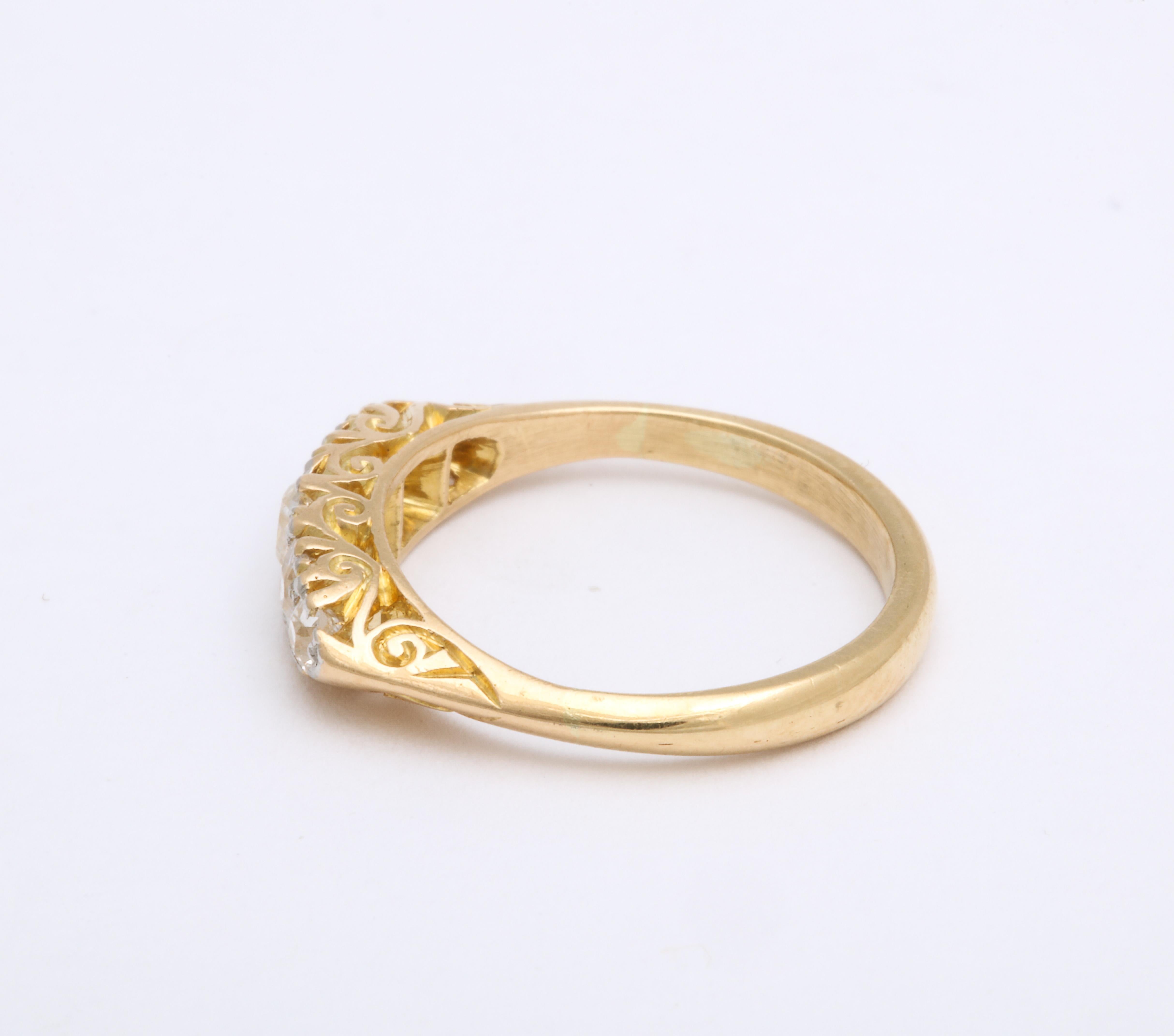 Victorian English 18k Gold Diamond Five-Stone Ring, circa 1890