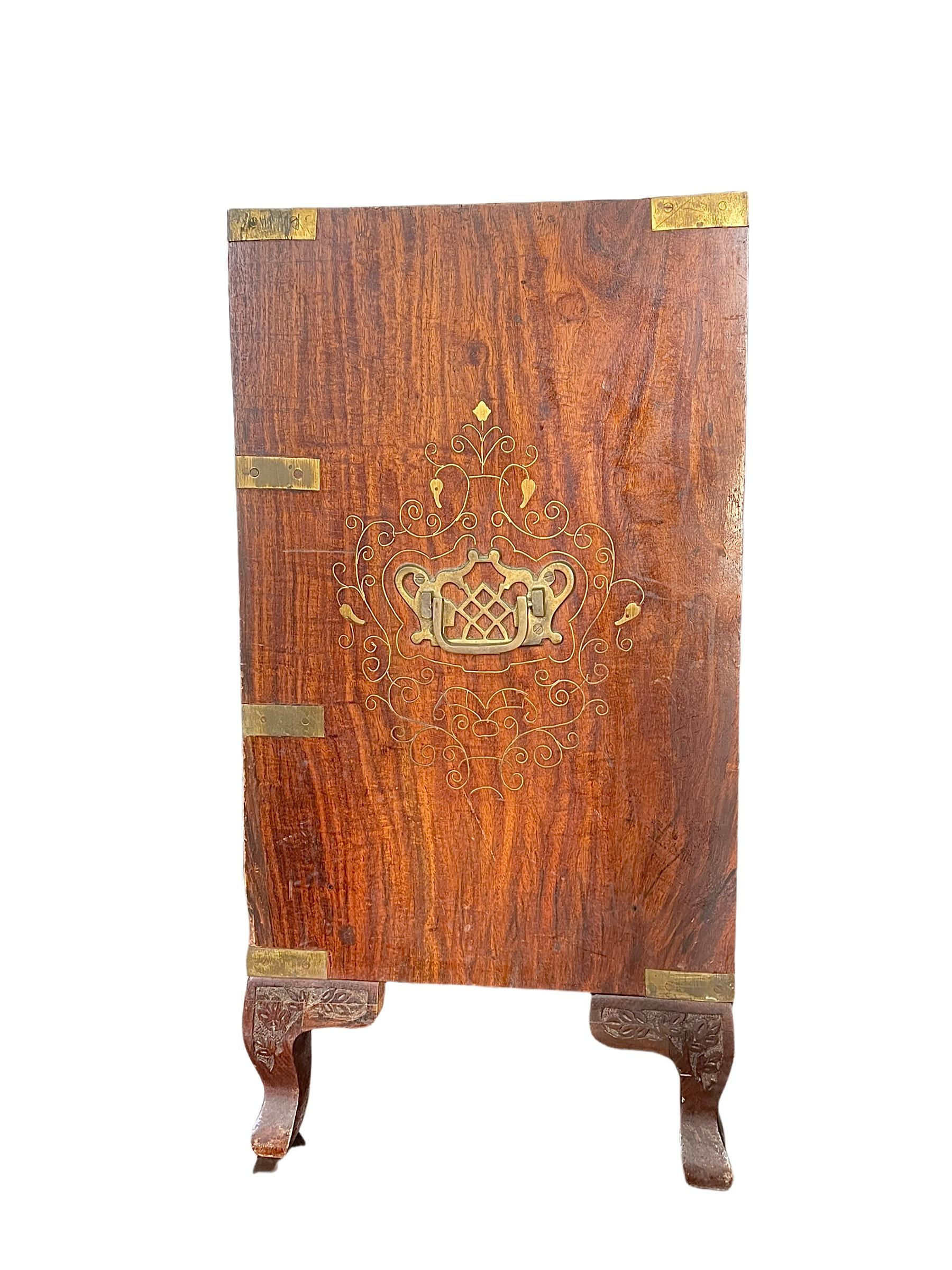 English Diminutive Campaign Chest with Brass Hardware For Sale 2